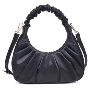 NWT Ruched Satin Convertible Shoulder Bag to Crossbody  Hobo Baguette